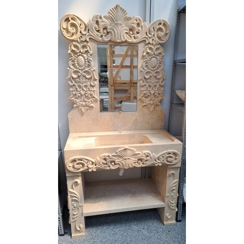 Ayaklı aynalı işlemeli lavabo