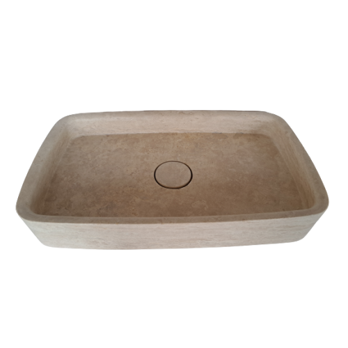 Traverten Bombeli Kapaklı Lavabo