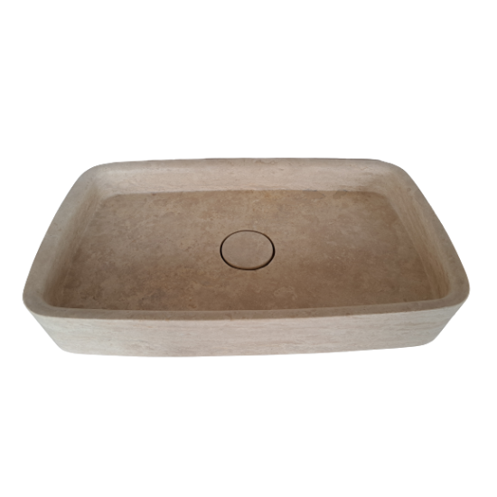 Traverten Bombeli Kapaklı Lavabo