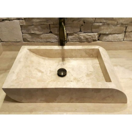 Kare Oval Kenar Traverten Lavabo Kare Oval Kenar Traverten Lavabo