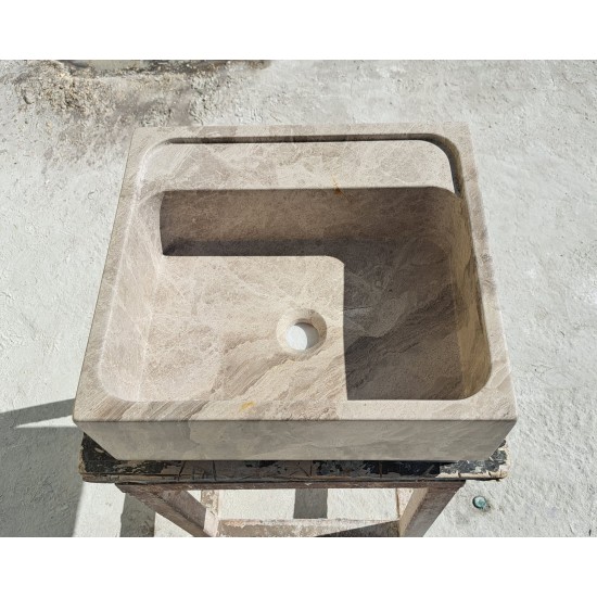 Tundra Bej Kare Mermer Lavabo
