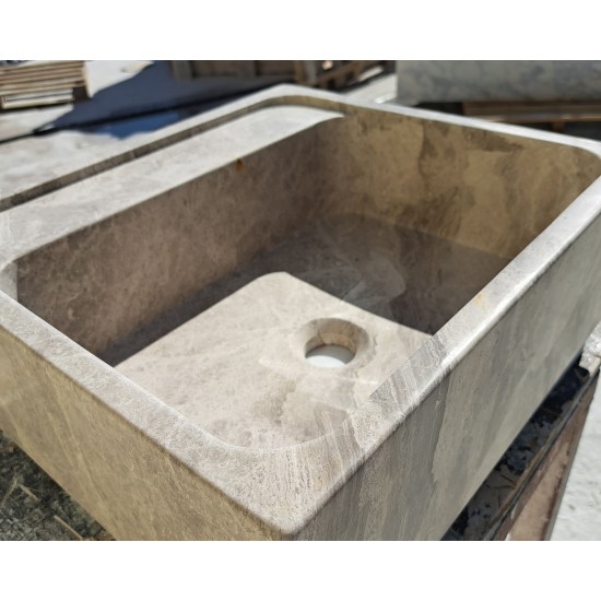 Tundra Bej Kare Mermer Lavabo