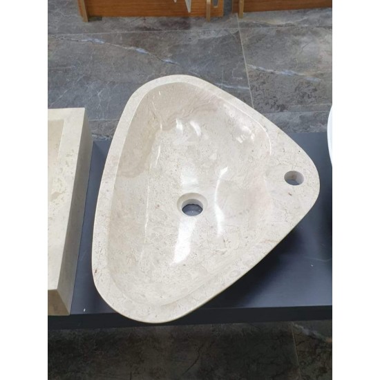 Bej Üçgen Mermer Lavabo
