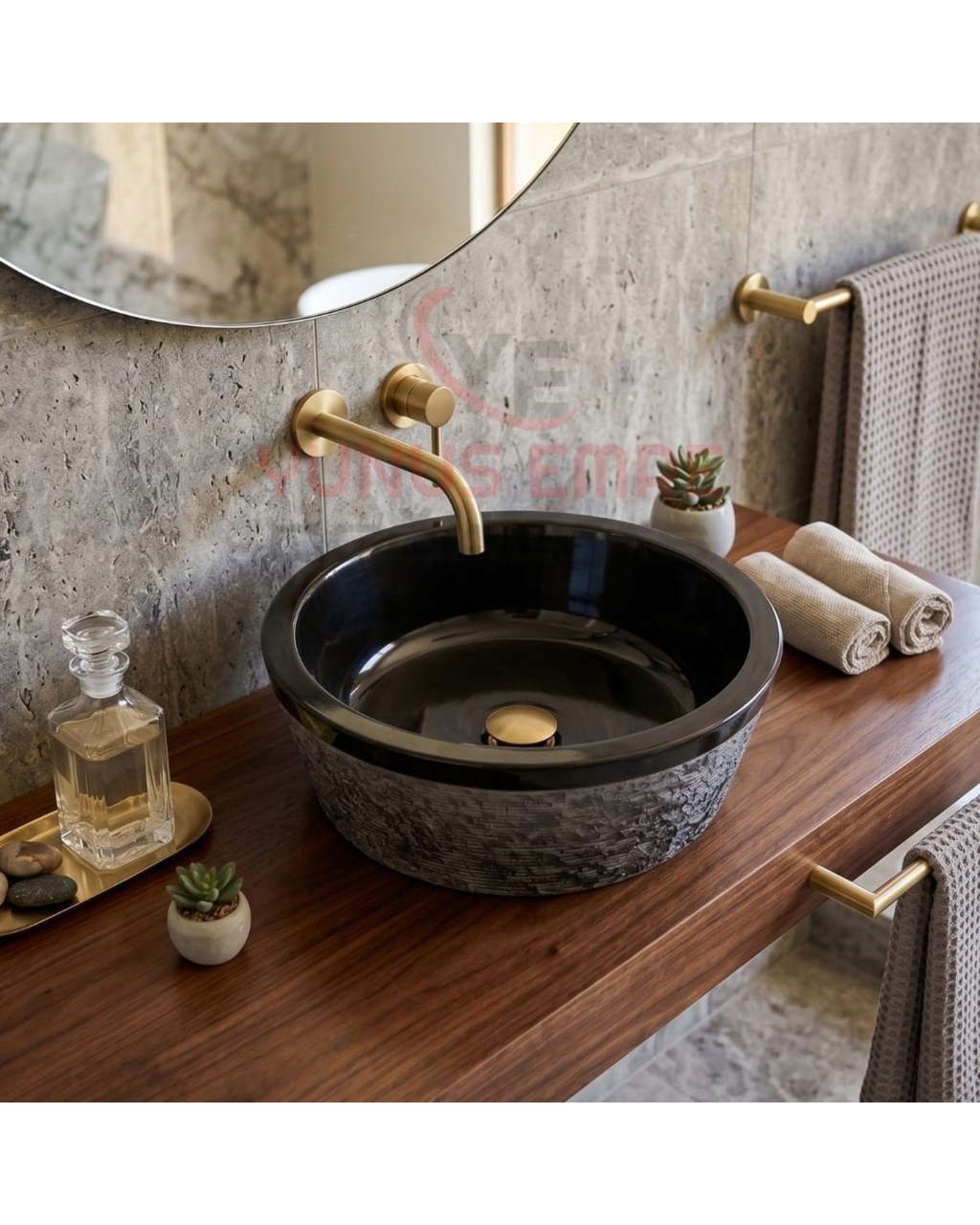 Siyah Taraklı Mermer Lavabo