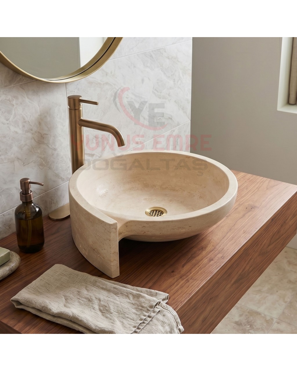 Traverten Salyangoz Model Lavabo