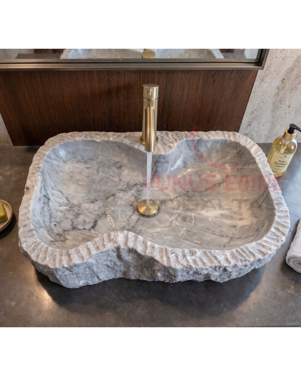 Afyon Gri Doğal Patlatmalı Mermer Lavabo