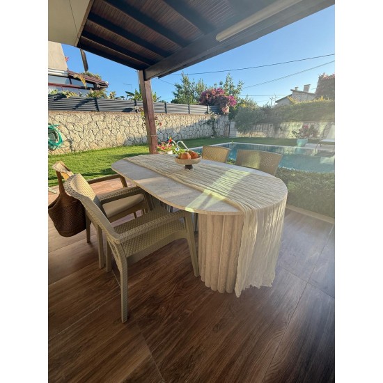 Papatya ayak traverten masa