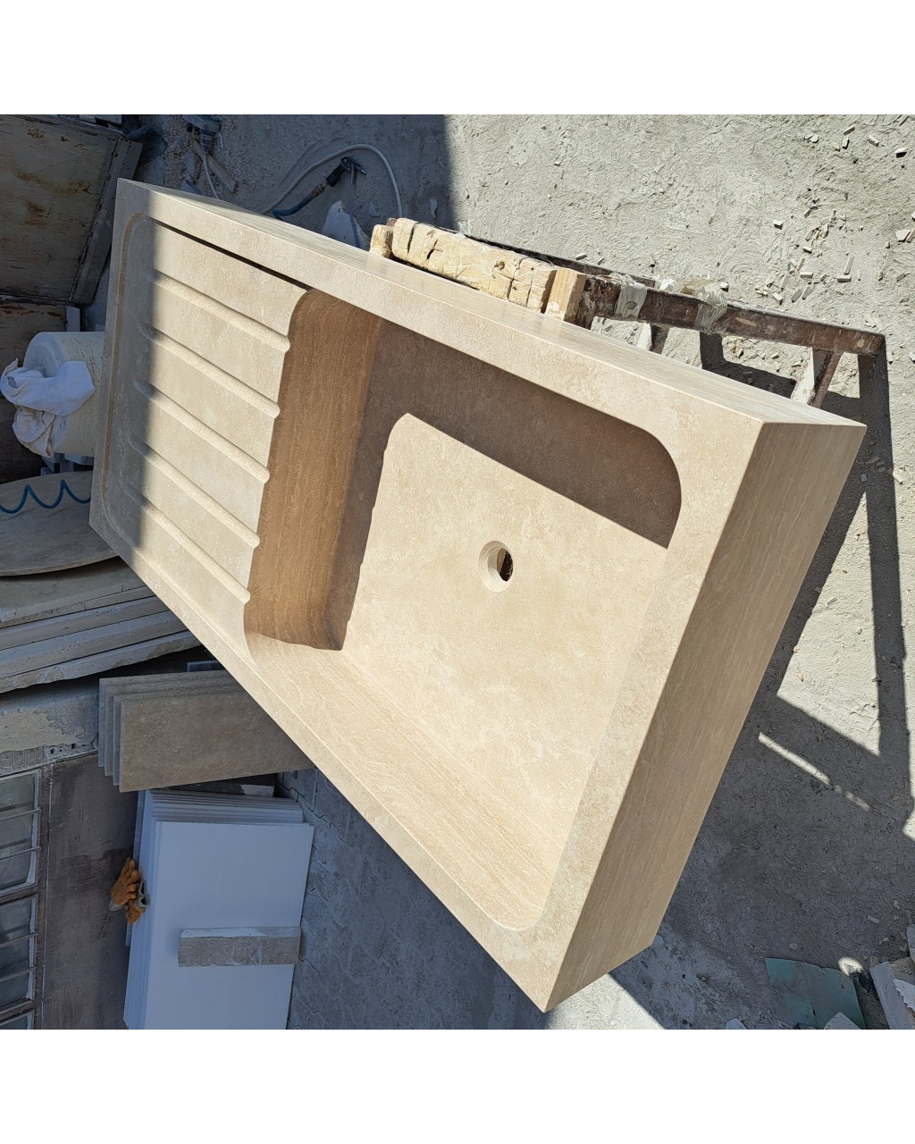 Traverten Tezgahlı Lavabo