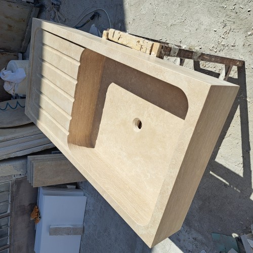 Traverten Tezgahlı Lavabo