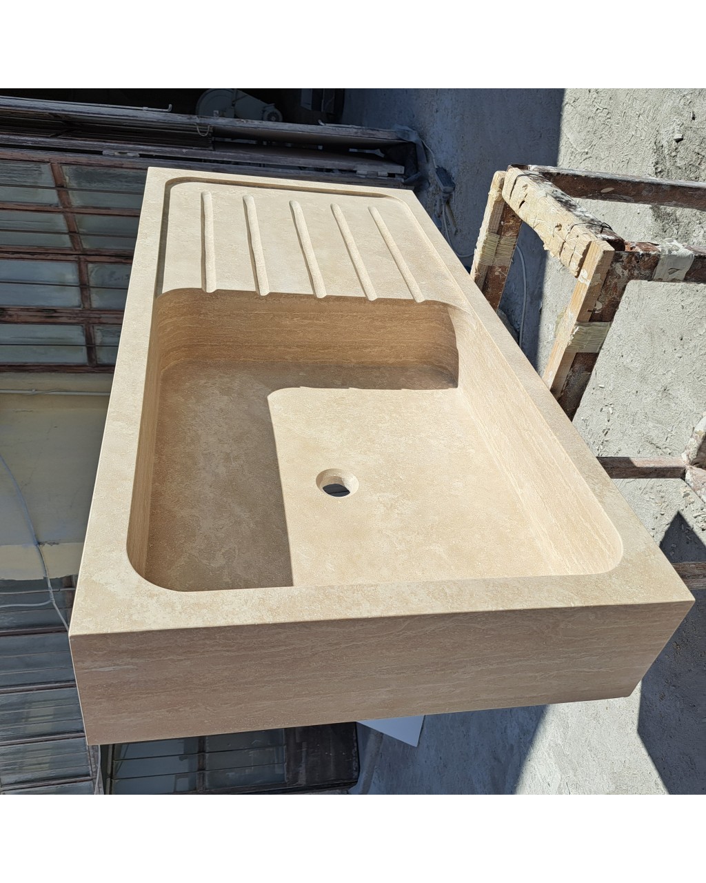 Traverten Tezgahlı Lavabo
