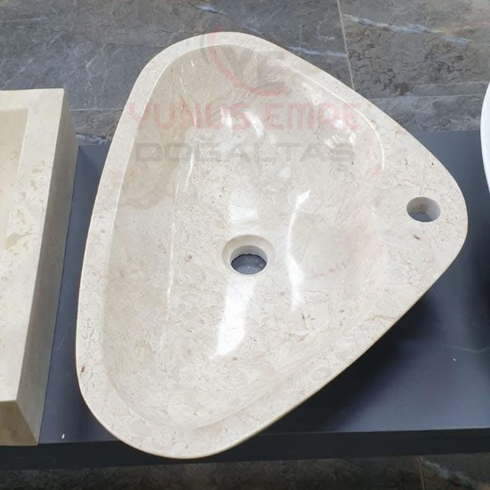 Bej Üçgen Mermer Lavabo