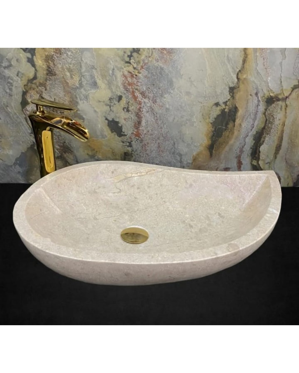 Bej Mermer Damla Lavabo