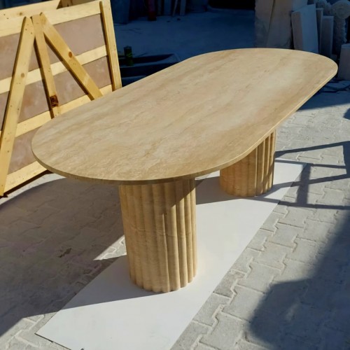 Papatya Ayak Traverten Masa