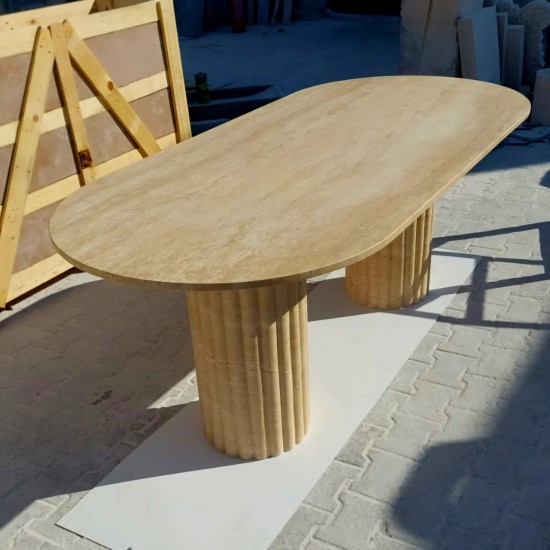 Papatya ayak traverten masa